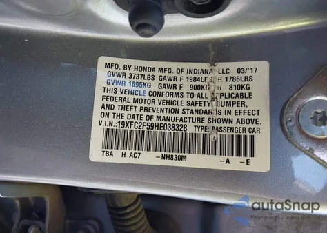 2017 Honda Civic Lx from USA, damaged, VIN 19XFC2F59HE038328